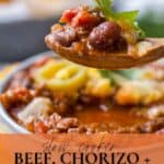 Pin image for chorizo chili recipe.