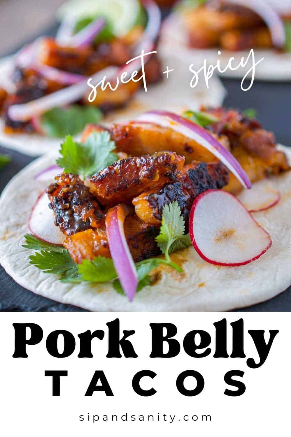 Pin image for pork belly tacos.